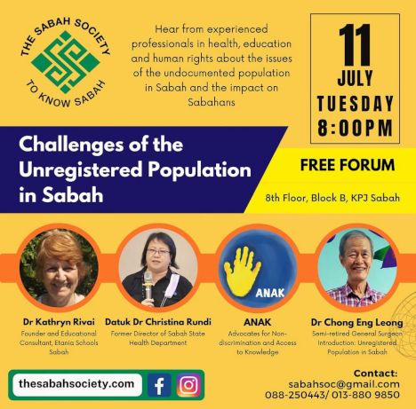 activity poster for Challenges of the Unregistered Population in Sabah