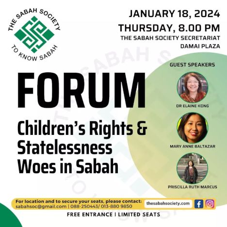 activity poster for Children's Rights & Statelessness Woes in Sabah