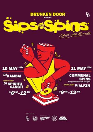 poster for Sips and Spins, Beriadah dengan Rekod