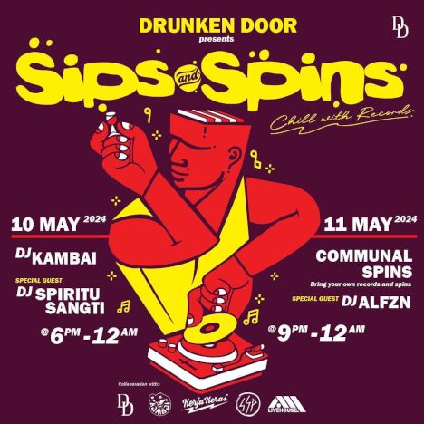 activity poster for Sips and Spins, Beriadah dengan Rekod