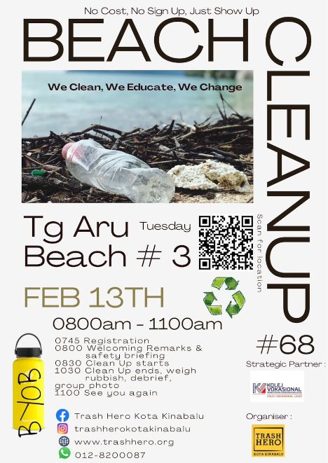 activity poster for Tanjung Aru Beach Clean-up with Trash Hero