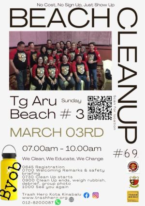 poster for Tanjung Aru Beach Clean-up #69 with Trash Hero