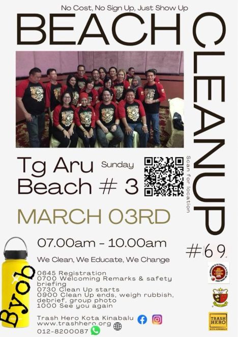 activity poster for Tanjung Aru Beach Clean-up #69 with Trash Hero