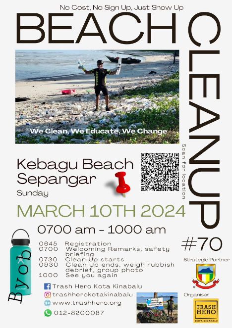 activity poster for Kebagu Beach Clean-up #70 with Trash Hero