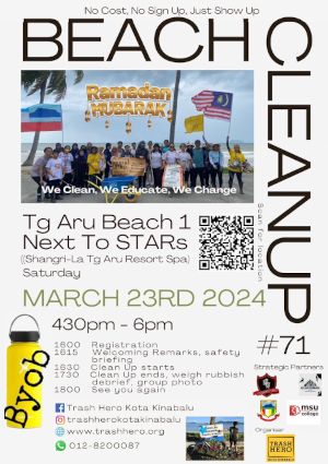 poster for Tanjung Aru Beach Clean-up #71 with Trash Hero