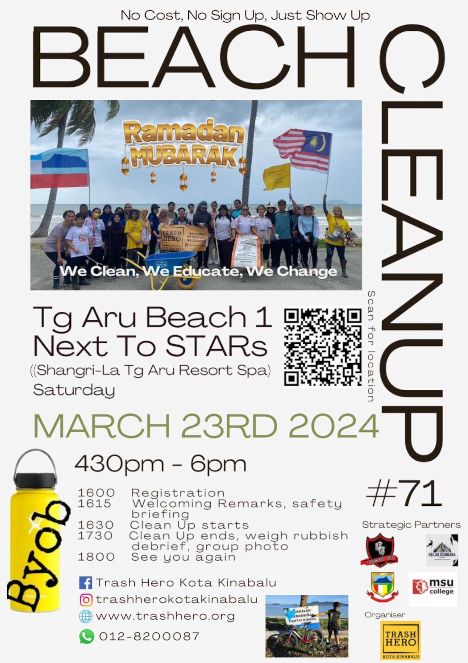 activity poster for Tanjung Aru Beach Clean-up #71 with Trash Hero