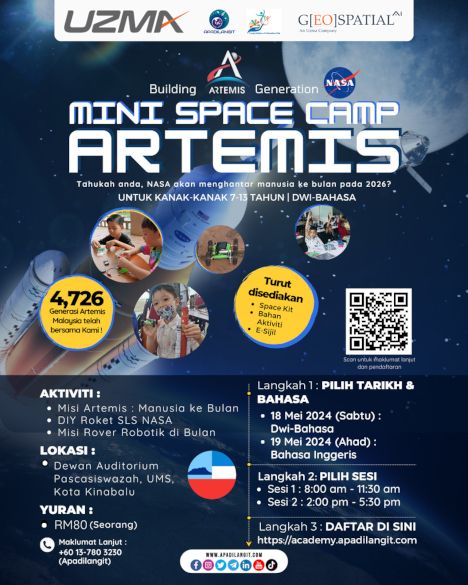 activity poster for Artemis, Kem Angkasa Mini