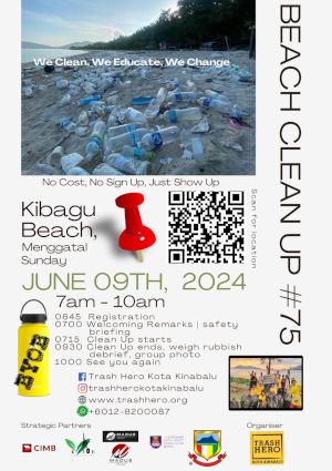 poster for Kebagu Beach Clean-up #75 with Trash Hero