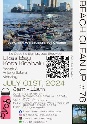 poster for Likas Bay Clean-up #76 with Trash Hero